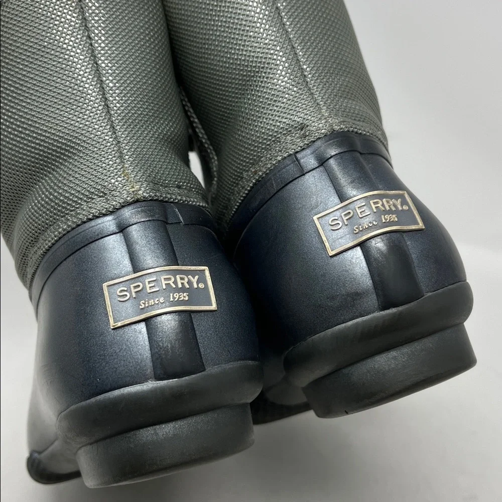 SPERRY Saltwater Silver Puff Nylon Quilted Waterproof Duck Boot Pewter Sz 8